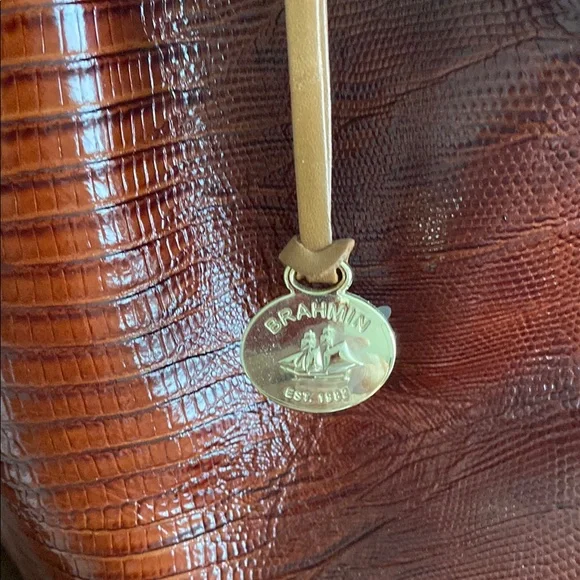 Brahmin Brown Leather Shoulder Bag with Drawstring Closure - Picture 2 of 7